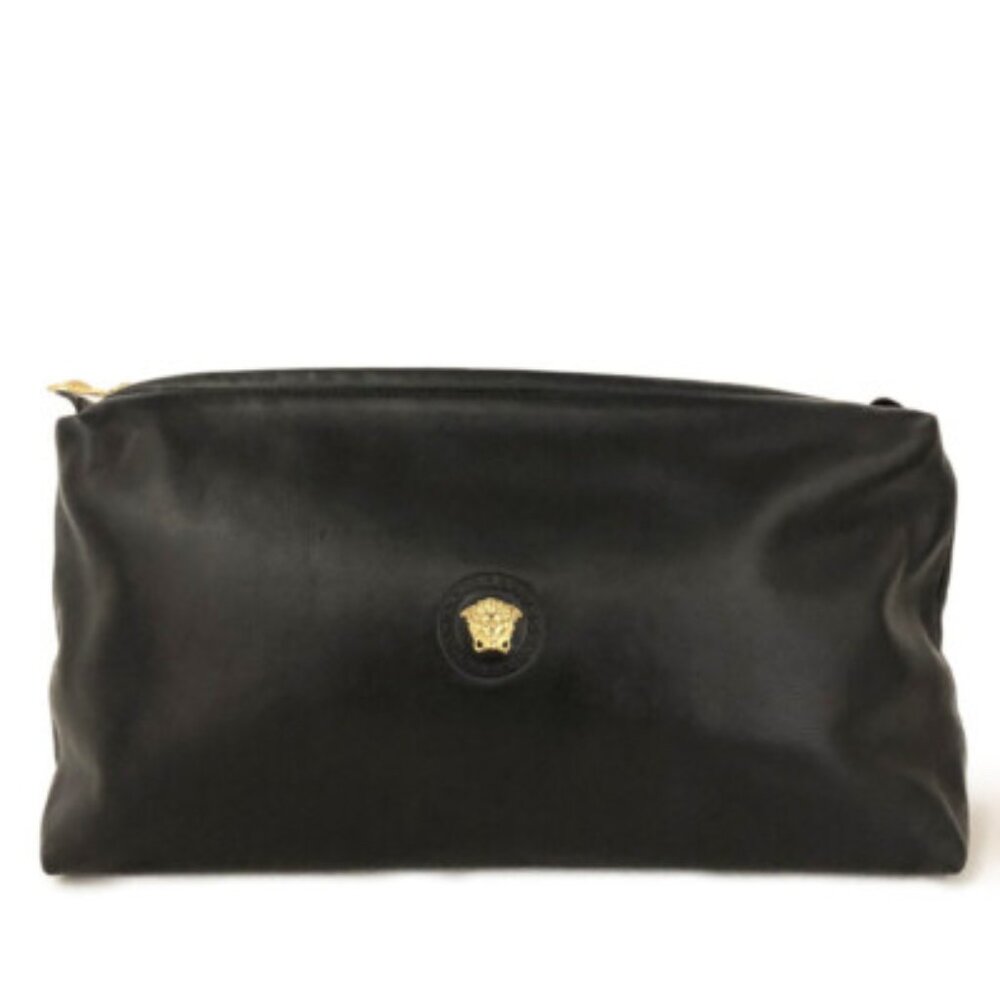 GIANNI VERSACE Medusa Leather Clutch Bag Black/2BD0559